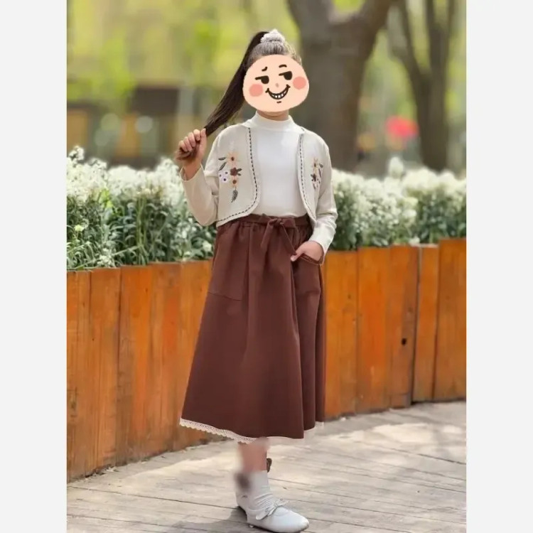 سه تکه گلدوزی دخترانه مجلسی تاپ و کت و دامن سایز 1 تا 3
